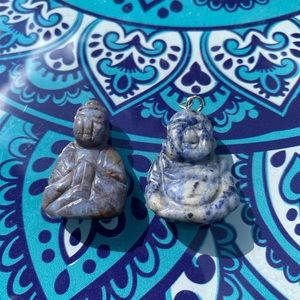 Auralite Goddess and Lapis Lazuli Buddha Charms